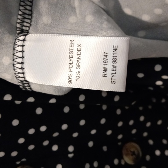 Nine.Eight Women's Button-Down Skater Mini Spring Summer Dress black with dots - Picture 13 of 15